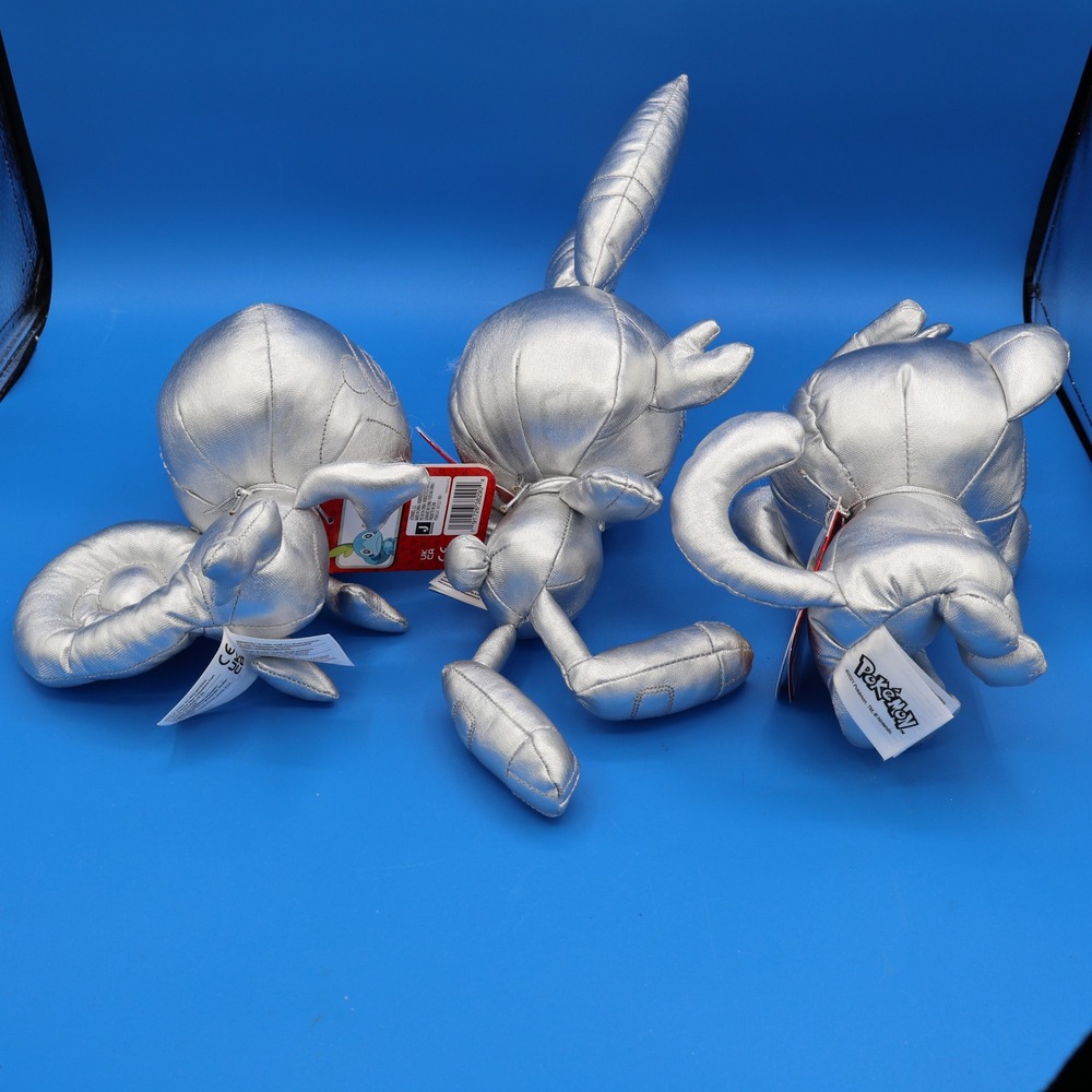 Pokemon Scorbunny Sobble Grookey Silver Metallic Plush Set 2021 NWT - Picture 3 of 7